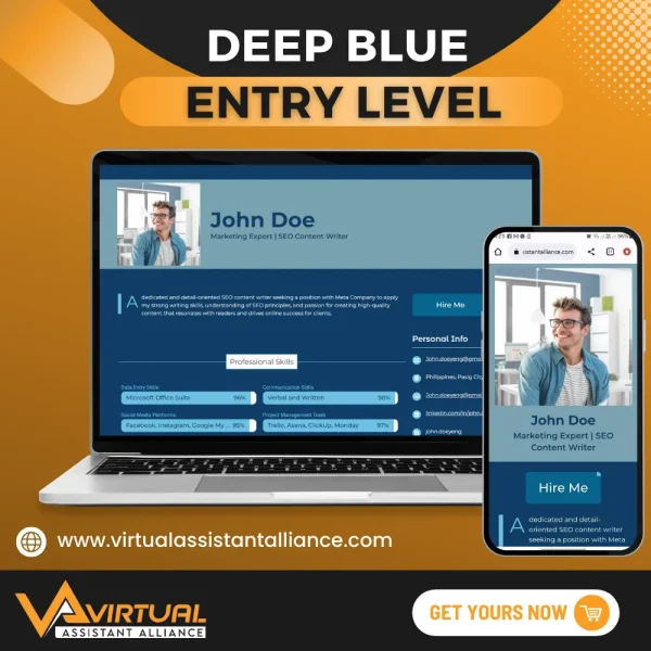 Deep Blue Entry Level Professional Professional Online Resume and Portfolio