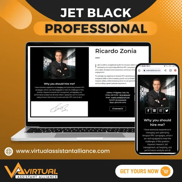Jet Black Professional Professional Online Resume and Portfolio